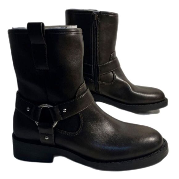 New Dolce Vita Armonda Harness Biker Moto Boot Women's 6 Black Silver Mid-Calf - Picture 1 of 6